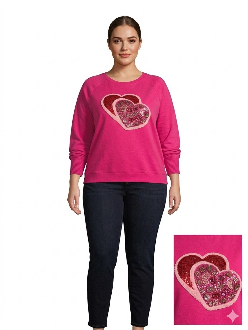 NWT Workshop Republic Clothing Girls Hot Pink Heart Sequin Sweatshirt